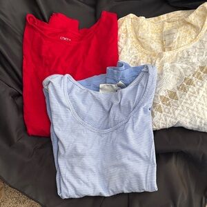 Chico's size 2 Vibrant Red, Soft Blue, and Elegant Cream Tops